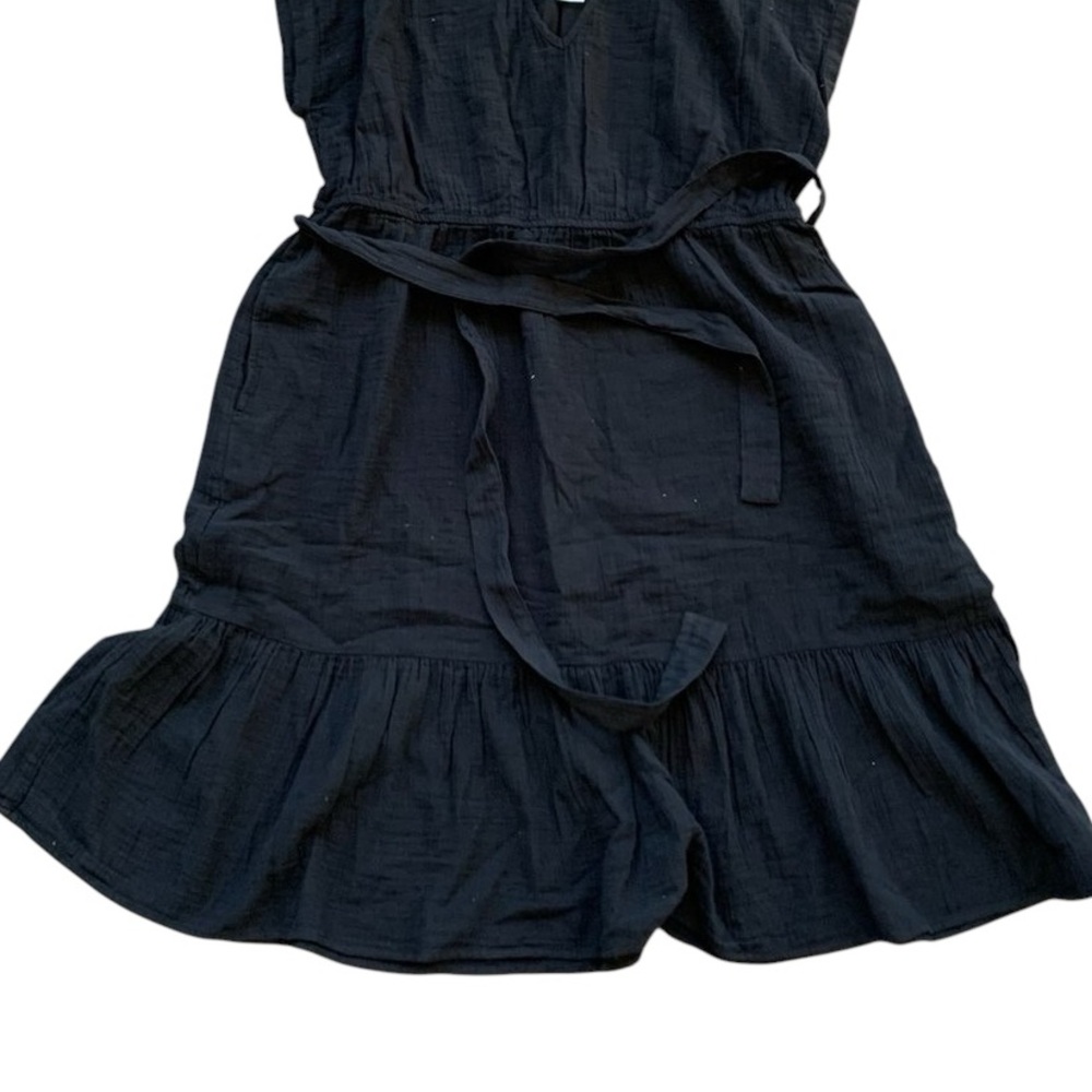 Ruffle Hem Tiered Dress Lightweight Flowy Gauze Neutral Black Gap Size XXL - Picture 9 of 16